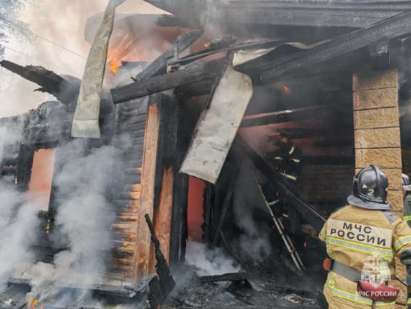 29 нижегородских пожарных тушили горящую баню в Зеленом городе - фото 1