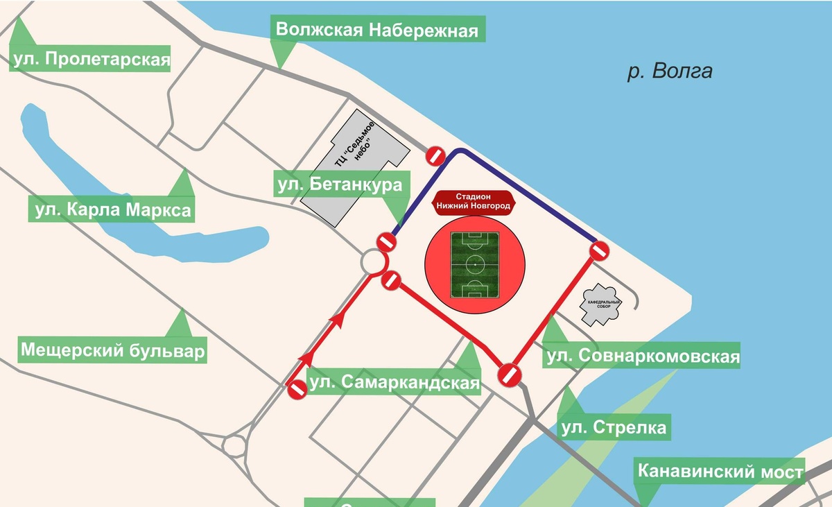 Волжскую набережную и улицу Бетанкура закроют для транспорта 12- 13 июня в Нижнем Новгороде - фото 1